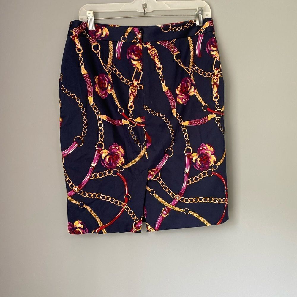 Charter club women’s petite pencil skirt chain and roses lined skirt/ stretch